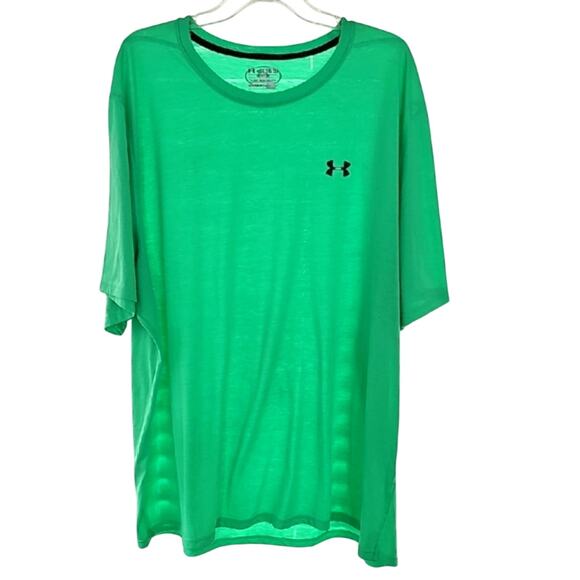 Under Armour Men's Loose Vibrant Lime Green HeatGear Threadborne Tee Size 5XL - Picture 1 of 8